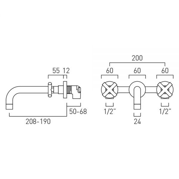 Vado Individual Elements Brushed Bronze 3 Hole Wall Mounted Basin Mixer Tap #2