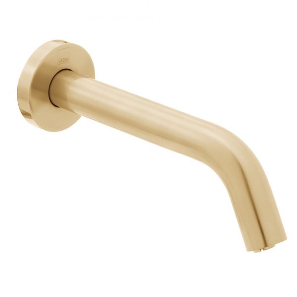 Vado Individual I Tech Brushed Gold Infra Red Wall Mounted Basin Spout