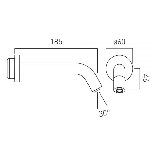 Vado Individual I Tech Brushed Gold Infra Red Wall Mounted Basin Spout #2