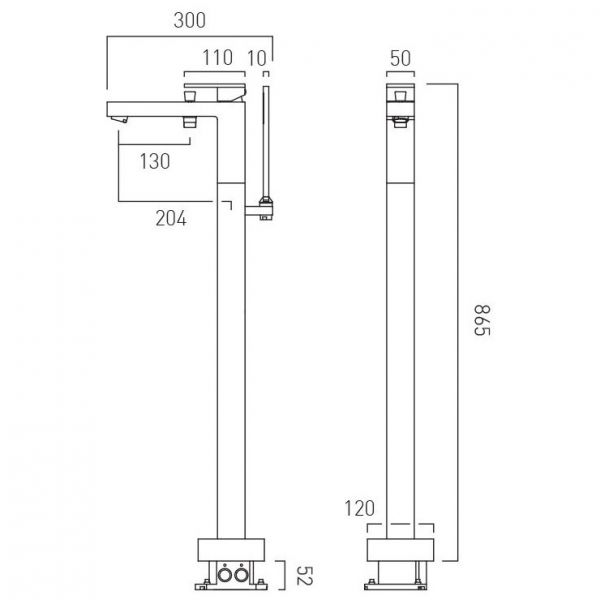 Vado Individual Notion Brushed Bronze Floor Mounted Bath Shower Mixer Tap #3