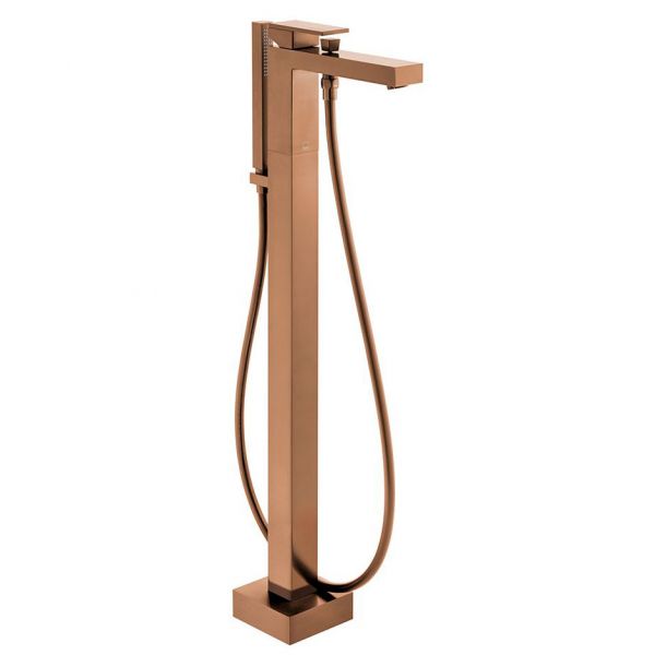 Vado Individual Notion Brushed Bronze Floor Mounted Bath Shower Mixer Tap