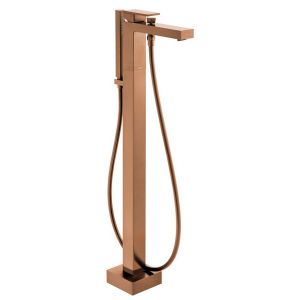 Vado Individual Notion Brushed Bronze Floor Mounted Bath Shower Mixer Tap