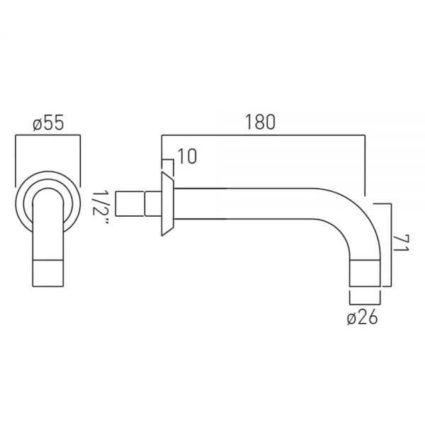 Vado Individual Origins Brushed Nickel Wall Mounted Bath Spout #2