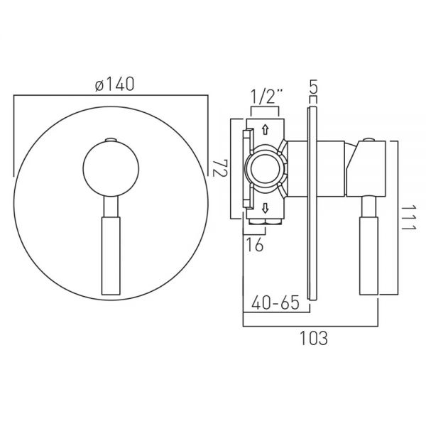 Vado Individual Origins Brushed Bronze One Outlet Manual Shower Valve #2