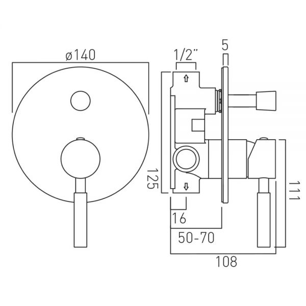 Vado Individual Origins Brushed Bronze Two Outlet Manual Shower Valve #4