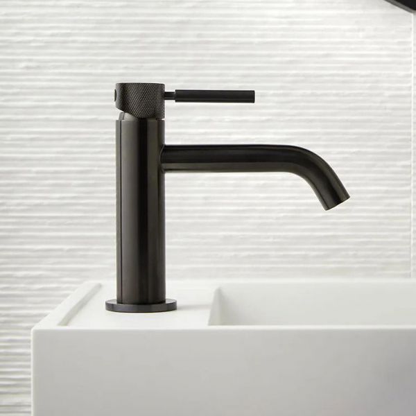 Vado Individual Origins Knurled Brushed Black Mono Basin Mixer Tap #2