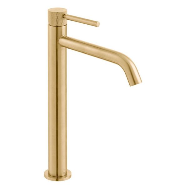 Vado Individual Origins Knurled Brushed Gold Tall Mono Basin Mixer Tap