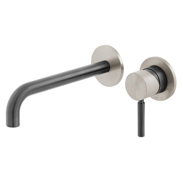 Vado Individual Origins Knurled Fusion Brushed Black and Nickel Two Hole Wall Mounted Basin Mixer Tap