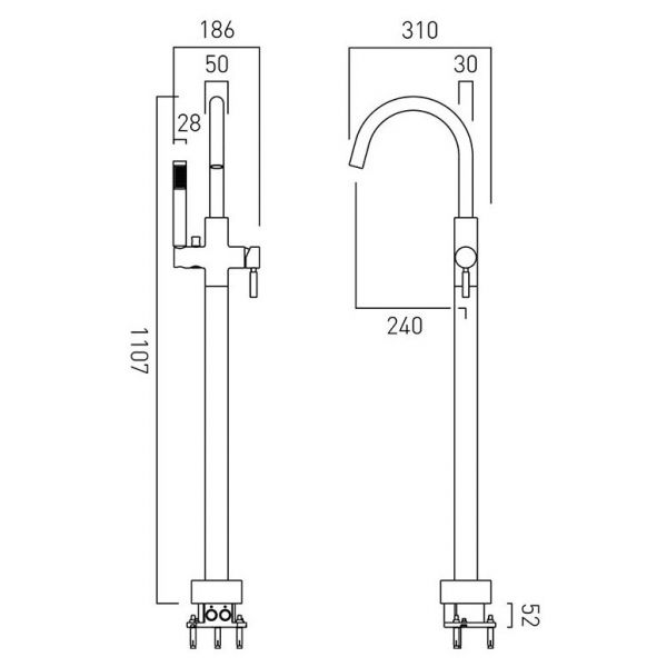 Vado Individual Origins Brushed Nickel Floor Mounted Bath Shower Mixer Tap #2