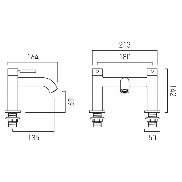 Vado Individual Origins Knurled Brushed Nickel Bath Filler Tap #2