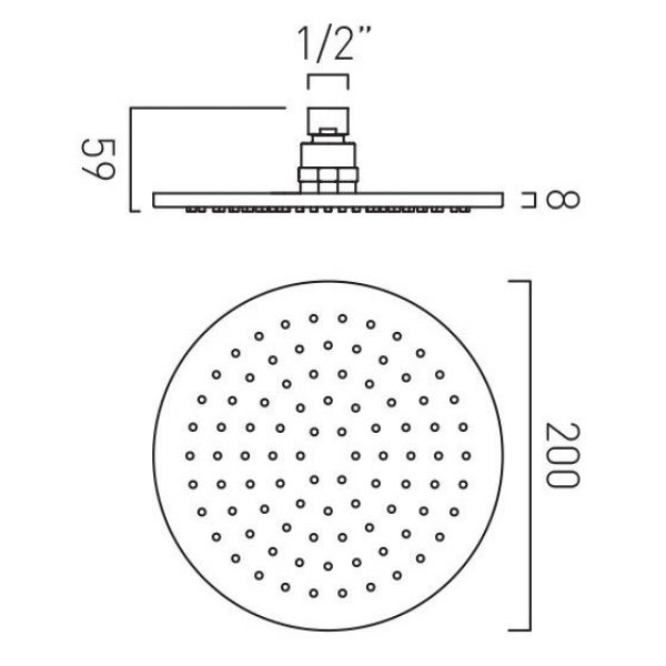 Vado Individual Brushed Nickel Round Shower Head 200mm #2