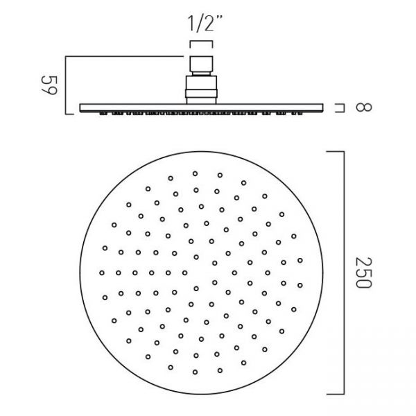 Vado Individual Brushed Black Round Shower Head 250mm #2