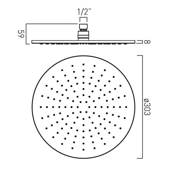 Vado Individual Brushed Nickel Round Shower Head 300mm #2
