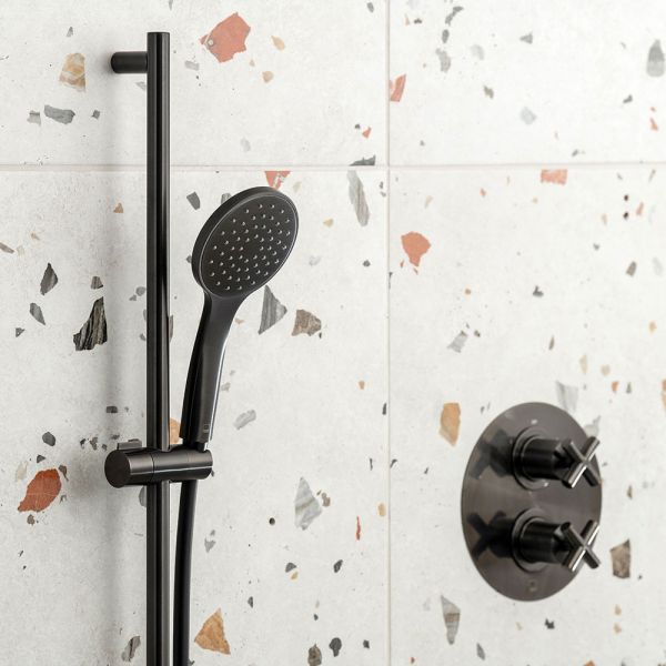 Vado Individual Atmosphere Brushed Black Round Slide Rail Shower Kit #2
