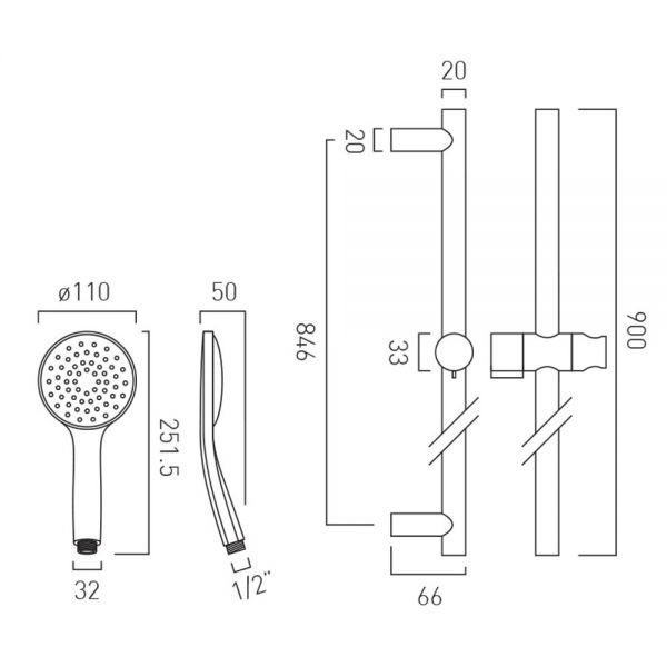 Vado Individual Atmosphere Brushed Nickel Round Slide Rail Shower Kit #2