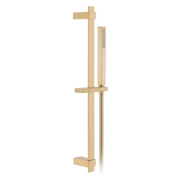 Vado Individual Brushed Gold Square Slide Rail Shower Kit