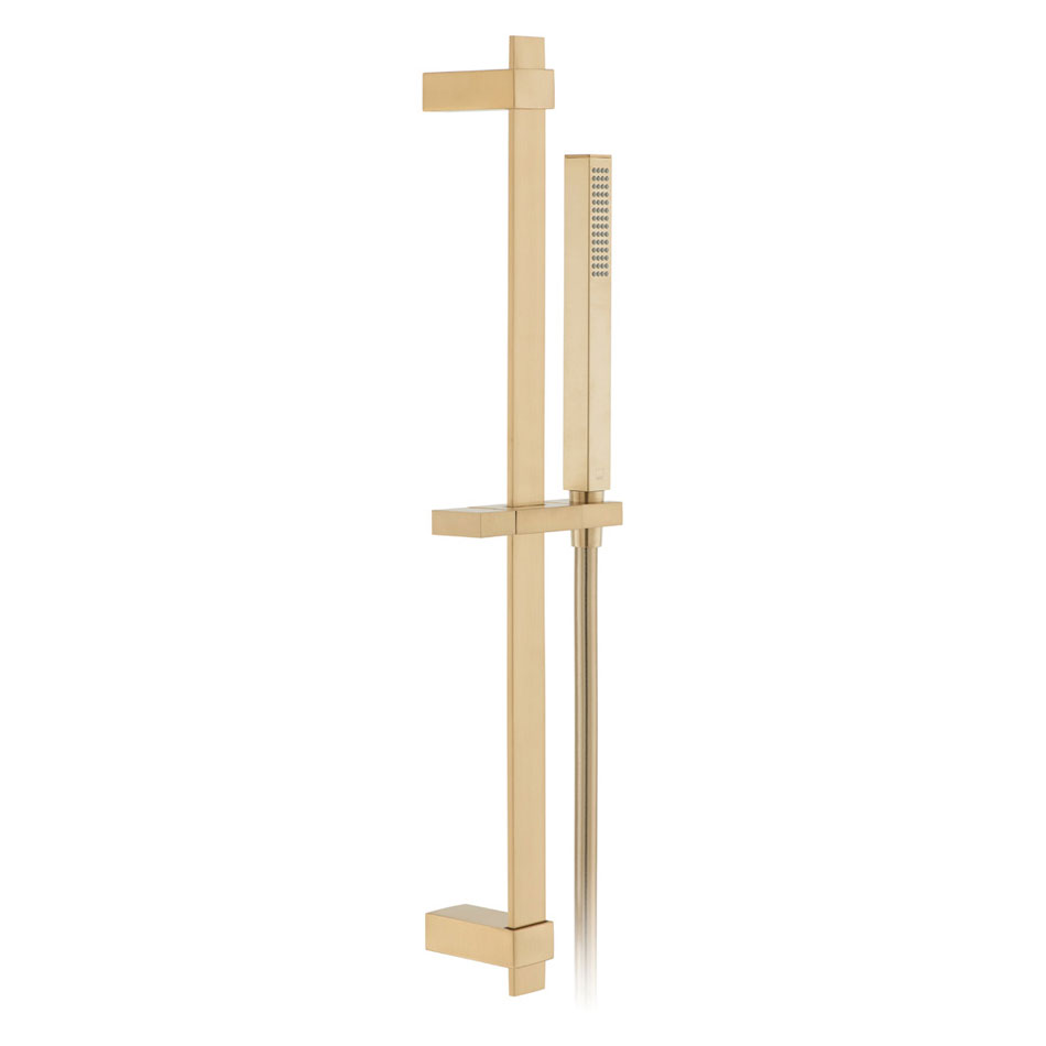 Vado Individual Brushed Gold Square Slide Rail Shower Kit INDSFSRK