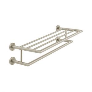 Vado Individual Spa Brushed Nickel Towel Shelf with Towel Rail 600mm