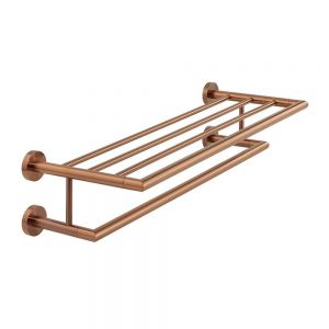 Vado Individual Spa Brushed Bronze Towel Shelf with Towel Rail 600mm