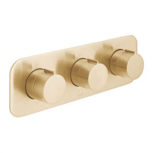 Vado Individual Altitude Brushed Gold Horizontal Three Outlet Thermostatic Shower Valve