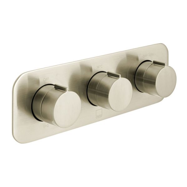 Vado Individual Altitude Brushed Nickel Horizontal Three Outlet Thermostatic Shower Valve