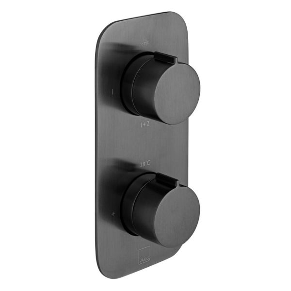 Vado Individual Altitude Brushed Black Two Outlet Thermostatic Shower Valve