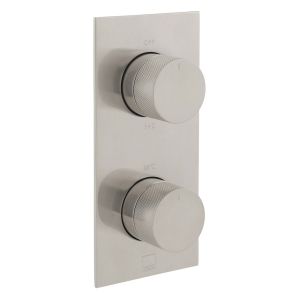 Vado Individual Tablet Knurled Brushed Nickel Two Outlet Thermostatic Shower Valve
