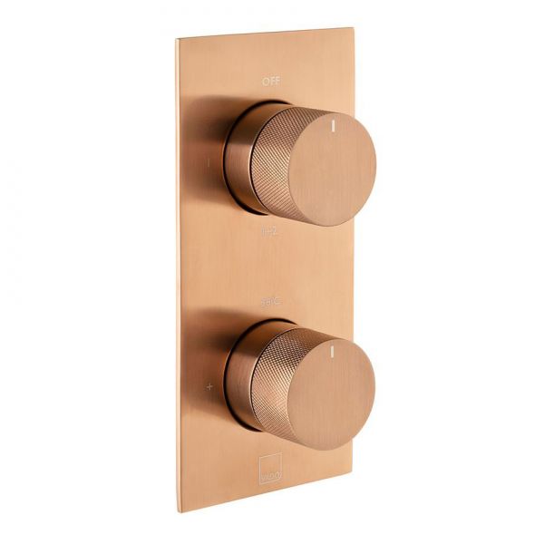 Vado Individual Tablet Knurled Brushed Bronze Two Outlet Thermostatic Shower Valve