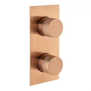 Vado Individual Tablet Knurled Brushed Bronze Two Outlet Thermostatic Shower Valve