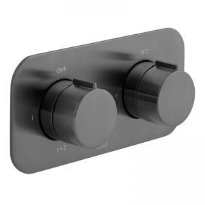 Vado Individual Altitude Brushed Black Horizontal Two Outlet Thermostatic Shower Valve