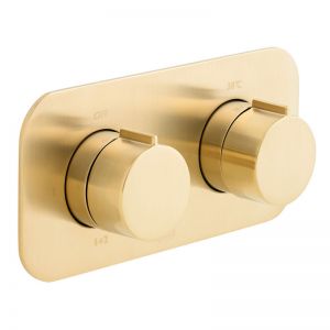 Vado Individual Altitude Brushed Gold Horizontal Two Outlet Thermostatic Shower Valve