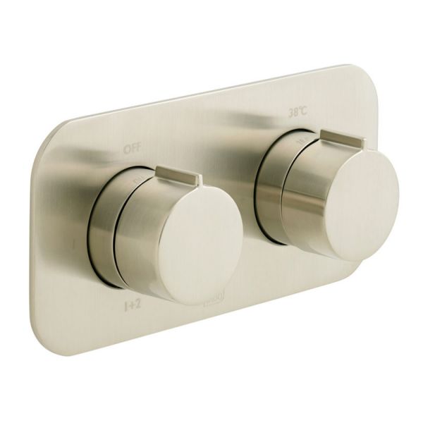 Vado Individual Altitude Brushed Nickel Horizontal Two Outlet Thermostatic Shower Valve