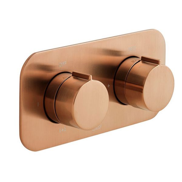 Vado Individual Altitude Brushed Bronze Horizontal Two Outlet Thermostatic Shower Valve