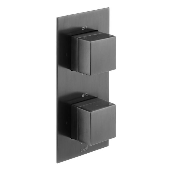 Vado Individual Notion Brushed Black Two Outlet Thermostatic Shower Valve