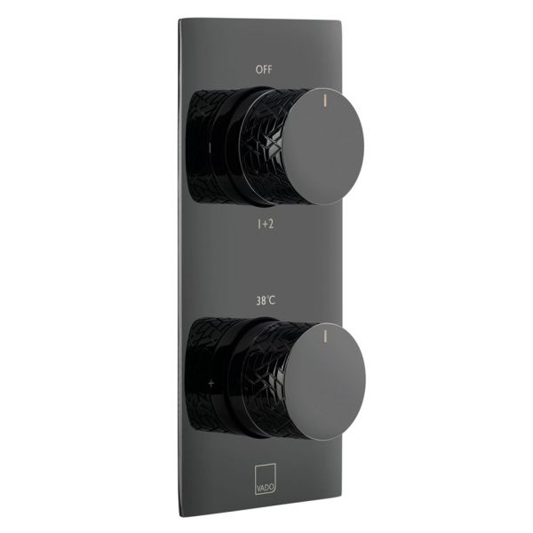 Vado Individual Omika Noir Polished Black Two Outlet Thermostatic Shower Valve