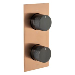 Vado Individual Tablet Knurled Fusion Bronze and Black Two Outlet Thermostatic Shower Valve