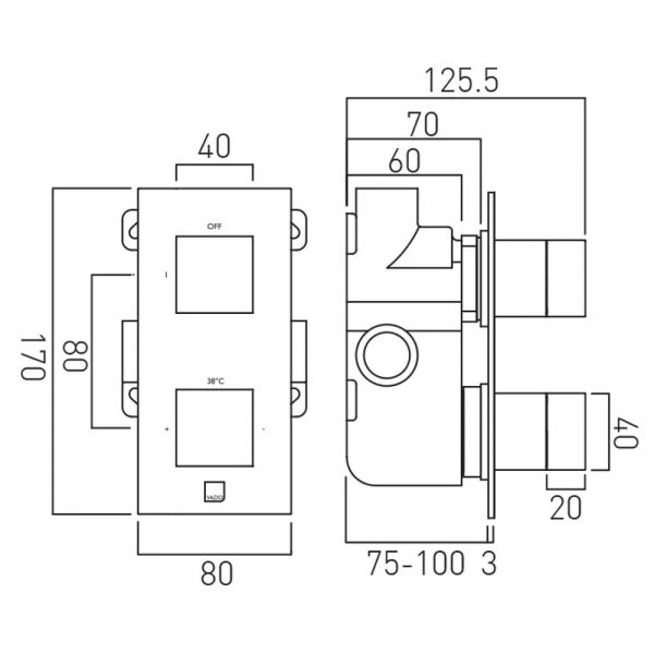 Vado Individual Notion Brushed Nickel One Outlet Thermostatic Shower Valve #2