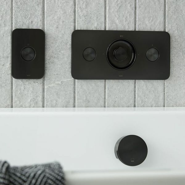 Vado Individual Zone Horizontal Brushed Black 2 Outlet Push Button Thermostatic Shower Valve #3