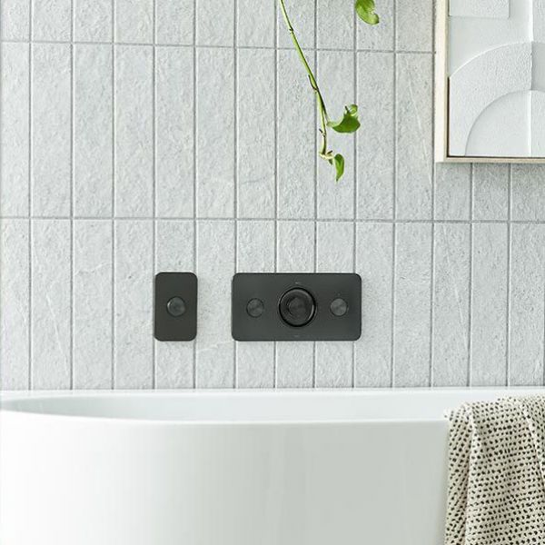 Vado Individual Zone Horizontal Brushed Black 2 Outlet Push Button Thermostatic Shower Valve #4