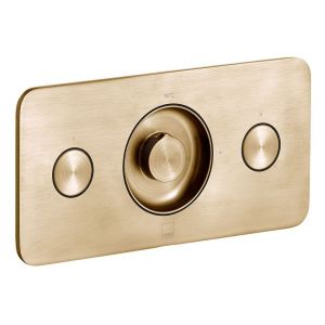 Vado Individual Zone Horizontal Brushed Gold 2 Outlet Push Button Thermostatic Shower Valve