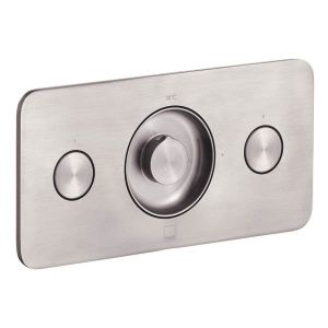 Vado Individual Zone Horizontal Brushed Nickel 2 Outlet Push Button Thermostatic Shower Valve