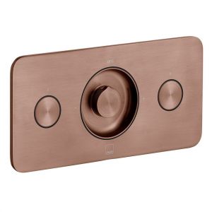 Vado Individual Zone Horizontal Brushed Bronze 2 Outlet Push Button Thermostatic Shower Valve