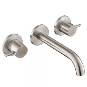 JTP Inox Stainless Steel 3 Hole Wall Mounted Basin Mixer Tap