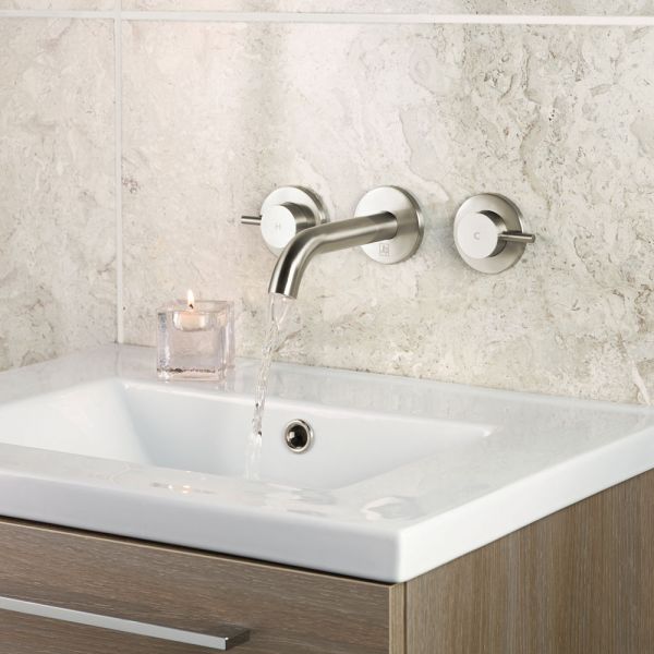 JTP Inox Stainless Steel 3 Hole Wall Mounted Basin Mixer Tap #3