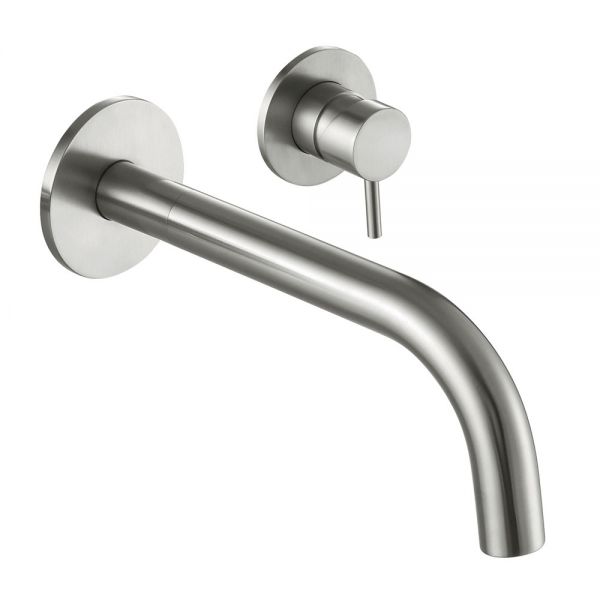 JTP Inox Stainless Steel 2 Hole Wall Mounted Basin Mixer Tap 155mm