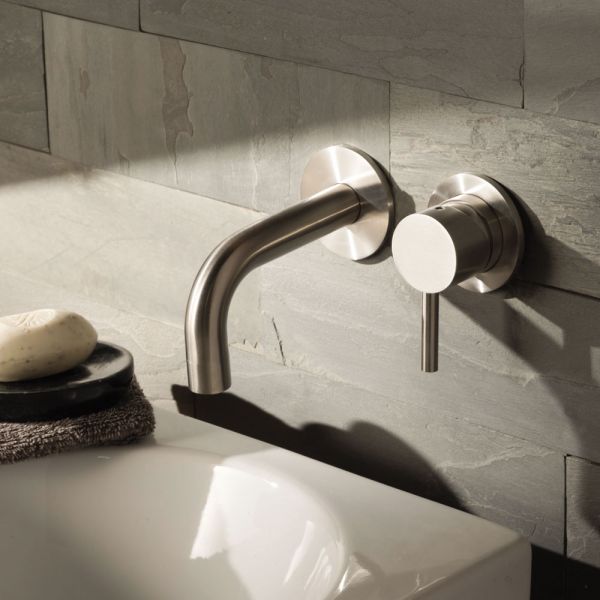JTP Inox Stainless Steel 2 Hole Wall Mounted Basin Mixer Tap 250mm #3