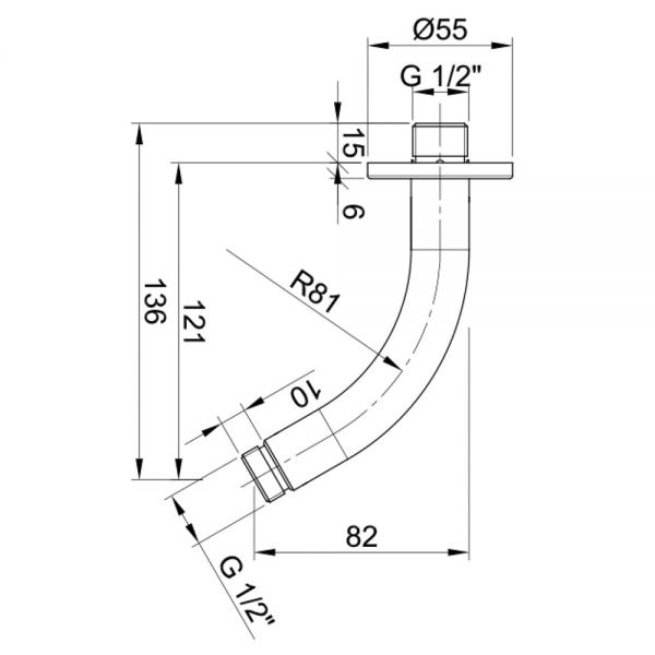 JTP Inox Stainless Steel 121mm Round Wall Mounted Shower Arm #2
