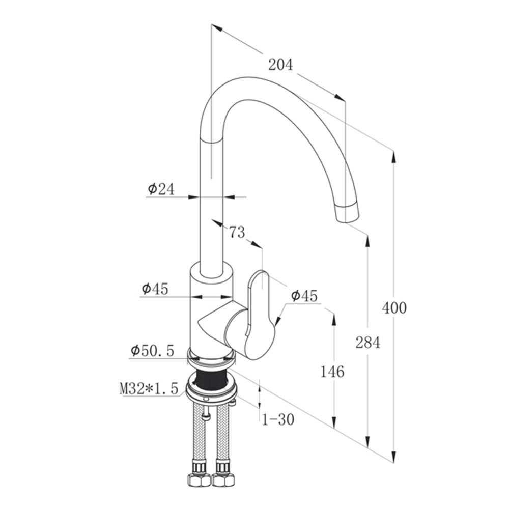 Just Taps Plus Inox Stainless Steal Kitchen Mixer Tap with Swivel Spout