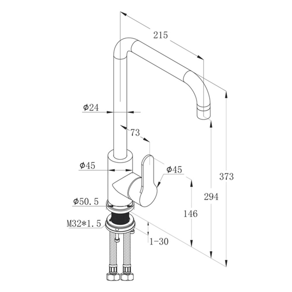 JTP Inox Stainless Steal Swivel Kitchen Mixer Tap IX183