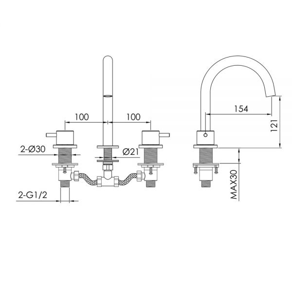 JTP Inox Stainless Steel 3 Hole Basin Mixer Tap #2